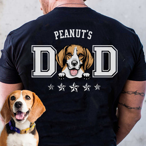 GeckoCustom Dog Dad Dog Mom Personalized Custom Dog Backside Shirt C439 Basic Tee / Black / S