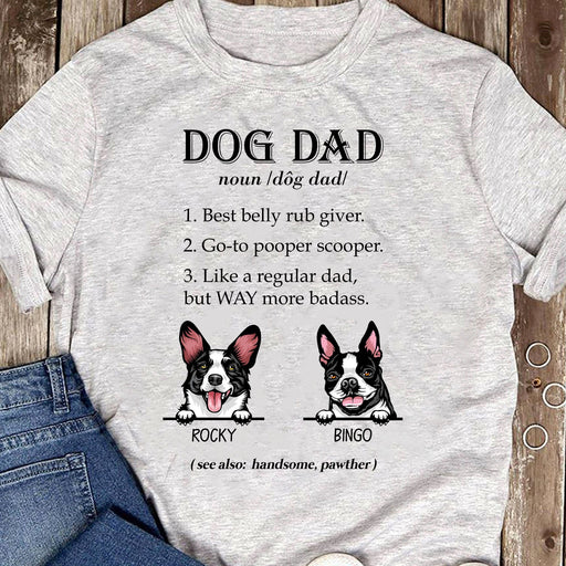 GeckoCustom Dog Dad Personalized Custom Father's Day Birthday Bright Shirt C228 Basic Tee / Sport Grey / S
