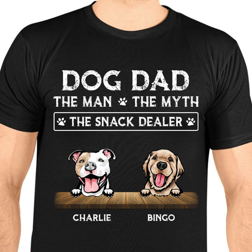 GeckoCustom Dog Dad The Man The Myth The Snack Dealer Personalized Custom Dog Dad Shirt C542V1 Basic Tee / Black / S
