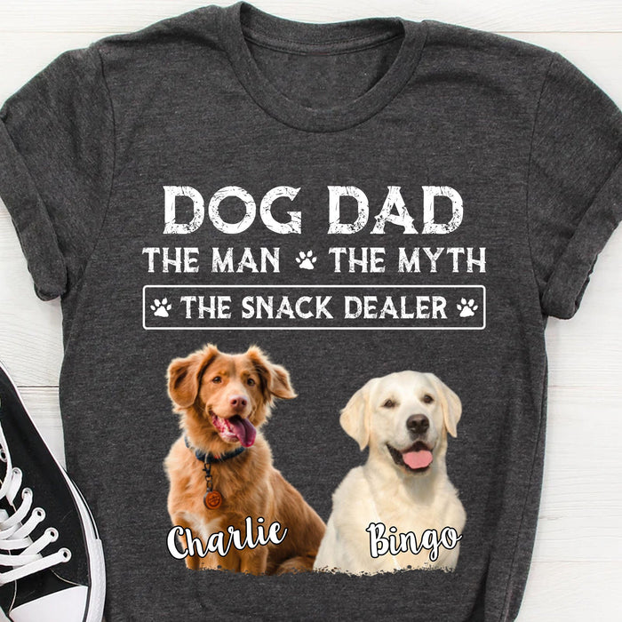 GeckoCustom Dog Dad The Man The Myth The Snack Dealer Personalized Custom Photo Dog Dad Shirt C542V2
