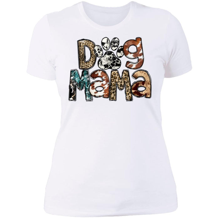GeckoCustom Dog Mama Leopard Shirt Women Tee / White / X-Small