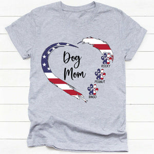 GeckoCustom Dog Mom 4th Of July Personalized Custom Dog Bright Shirt C399 Women Tee / Light Blue Color / S