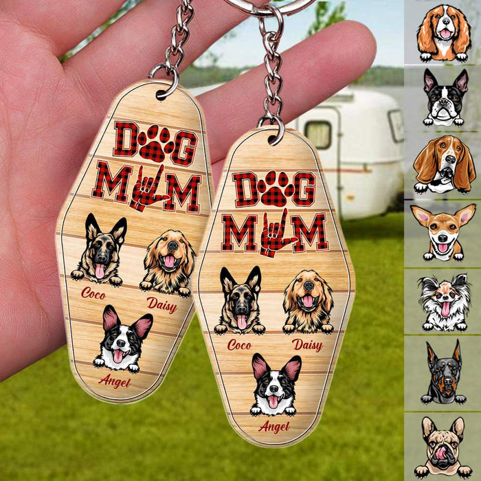 GeckoCustom Dog Mom Vintage Keychain, Dog Lover Gift, Custom Dog Breed HN590 1 Piece / 3"H x 1.5"W