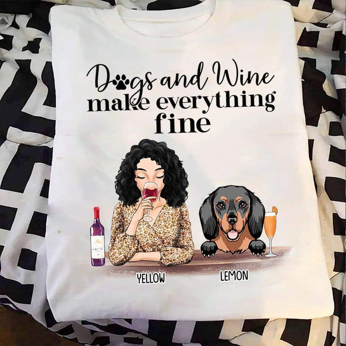 GeckoCustom Dogs And Wine Make Everything Fine Dog T-shirt, Dog Lover Gift, Custom Dog Breed HN590 Premium Tee / White / S