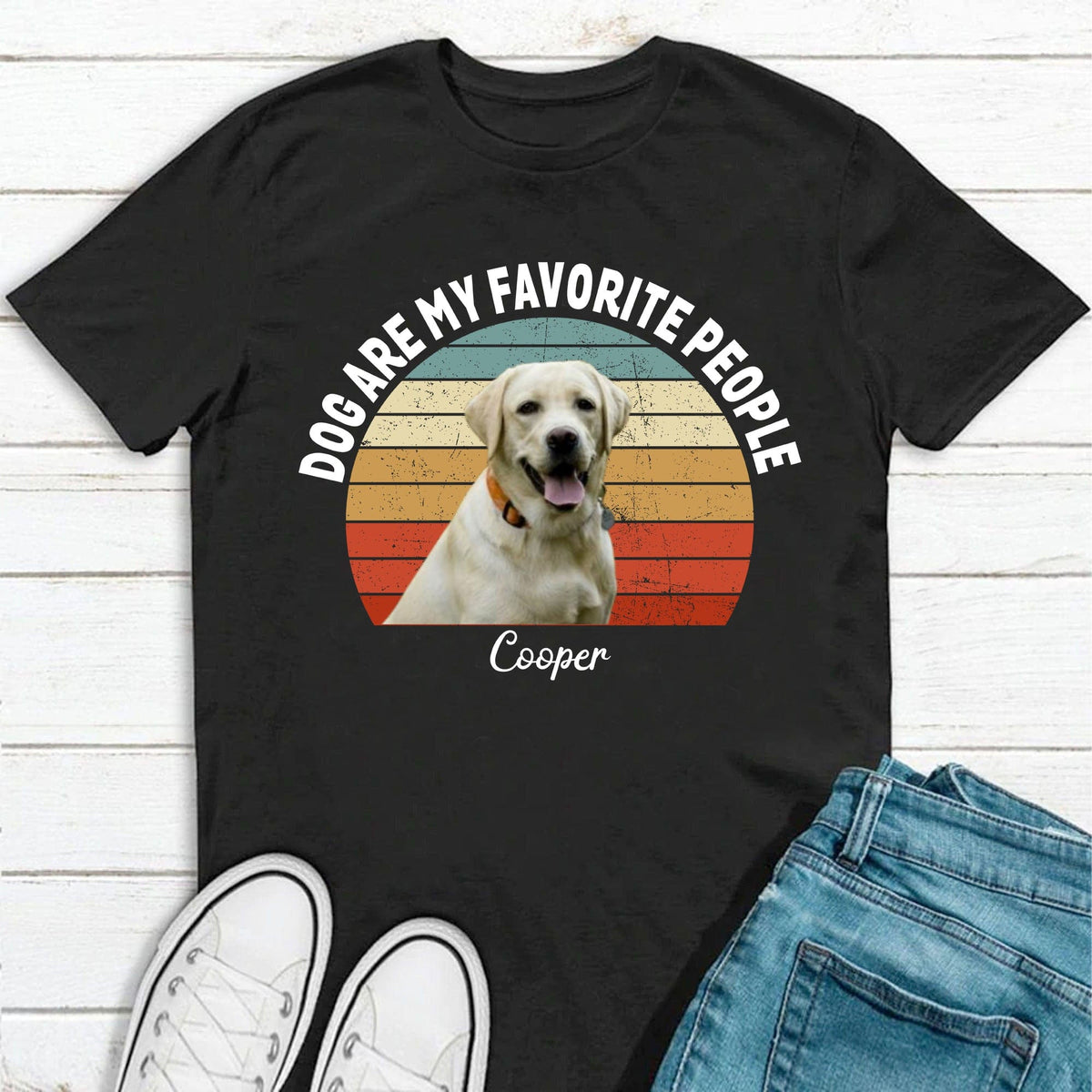 GeckoCustom Dogs Are My Favorite People Vintage Retro Photo Shirt, Personalized Custom Photo Shirt H458