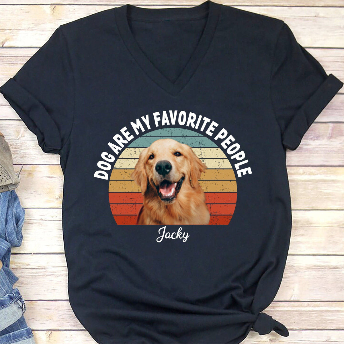 GeckoCustom Dogs Are My Favorite People Vintage Retro Photo Shirt, Personalized Custom Photo Shirt H458