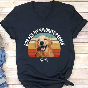 GeckoCustom Dogs Are My Favorite People Vintage Retro Photo Shirt, Personalized Custom Photo Shirt H458