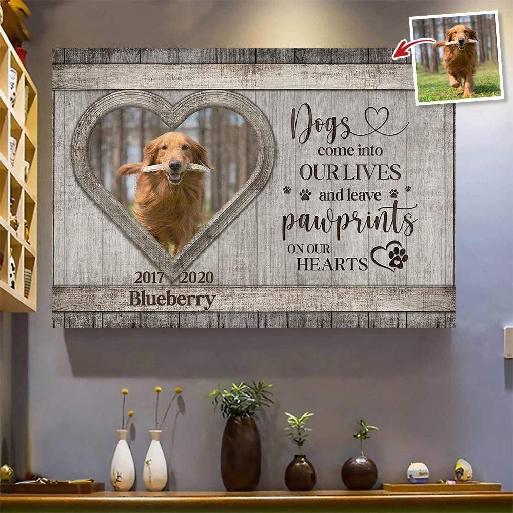GeckoCustom Dogs Leave Paw Prints On Our Heart Dog Canvas, Dog Gift, Dog Loss Gift, Memorial gift, HN590 12 x 8 Inch / Satin Finish: Cotton & Polyester
