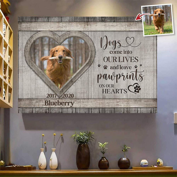 GeckoCustom Dogs Leave Paw Prints On Our Heart Dog Canvas, Dog Gift, Dog Loss Gift, Memorial gift, HN590 18 x 12 Inch / Satin Finish: Cotton & Polyester