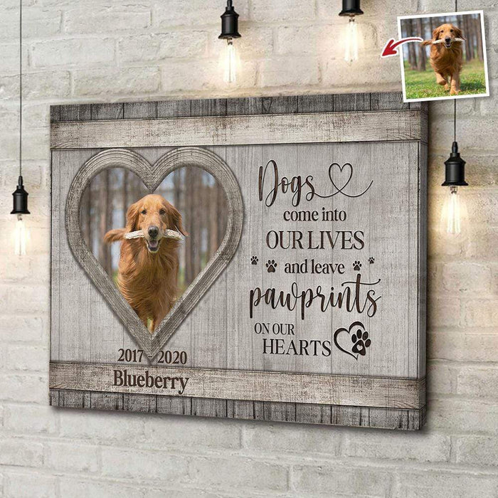 GeckoCustom Dogs Leave Paw Prints On Our Heart Dog Canvas, Dog Gift, Dog Loss Gift, Memorial gift, HN590 36x24 Inch / Satin Finish: Cotton & Polyester