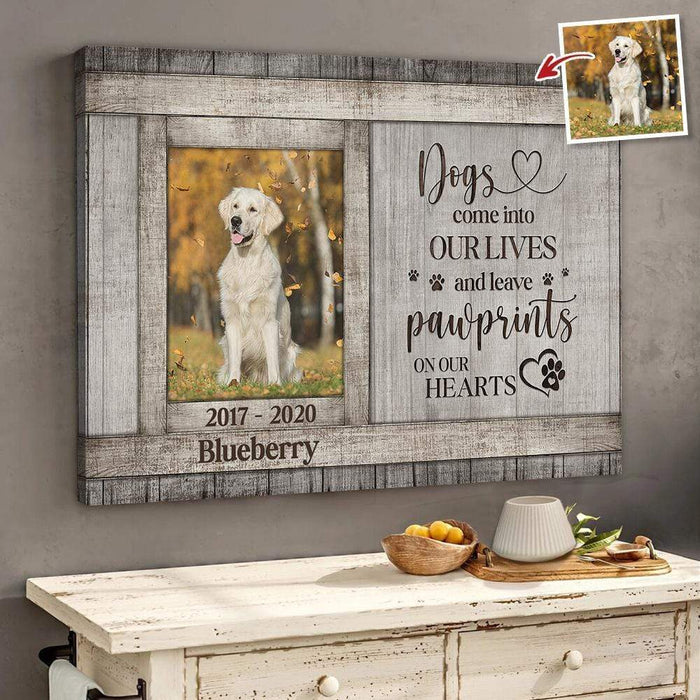 GeckoCustom Dogs Leave Paw Prints On Our Heart Dog Canvas, Dog Gift, Dog Loss Gift, Memorial gift, HN590 12 x 8 Inch / Satin Finish: Cotton & Polyester