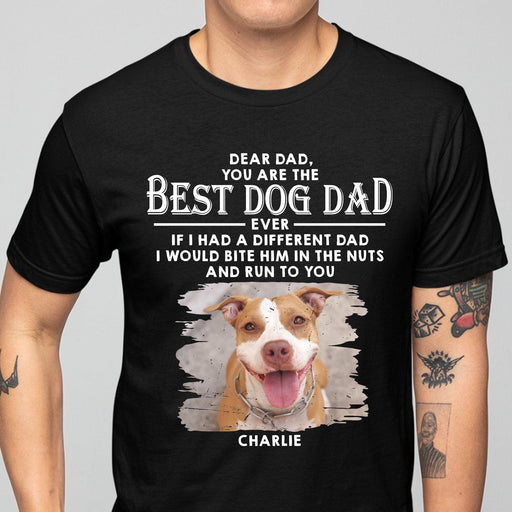 GeckoCustom Dogs Run To You Personalized Custom Photo Dog Dad Shirt C606 Basic Tee / Black / S