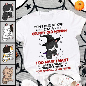 GeckoCustom Don’t Piss Me Off I’m A Grumpy Old Woman, Custom Cat Shirt HN590 Premium Tee / White / S