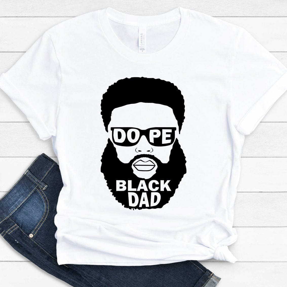 GeckoCustom Dope Black Dad Father's Day Gift Family Shirt, HN590 Basic Tee / White / S