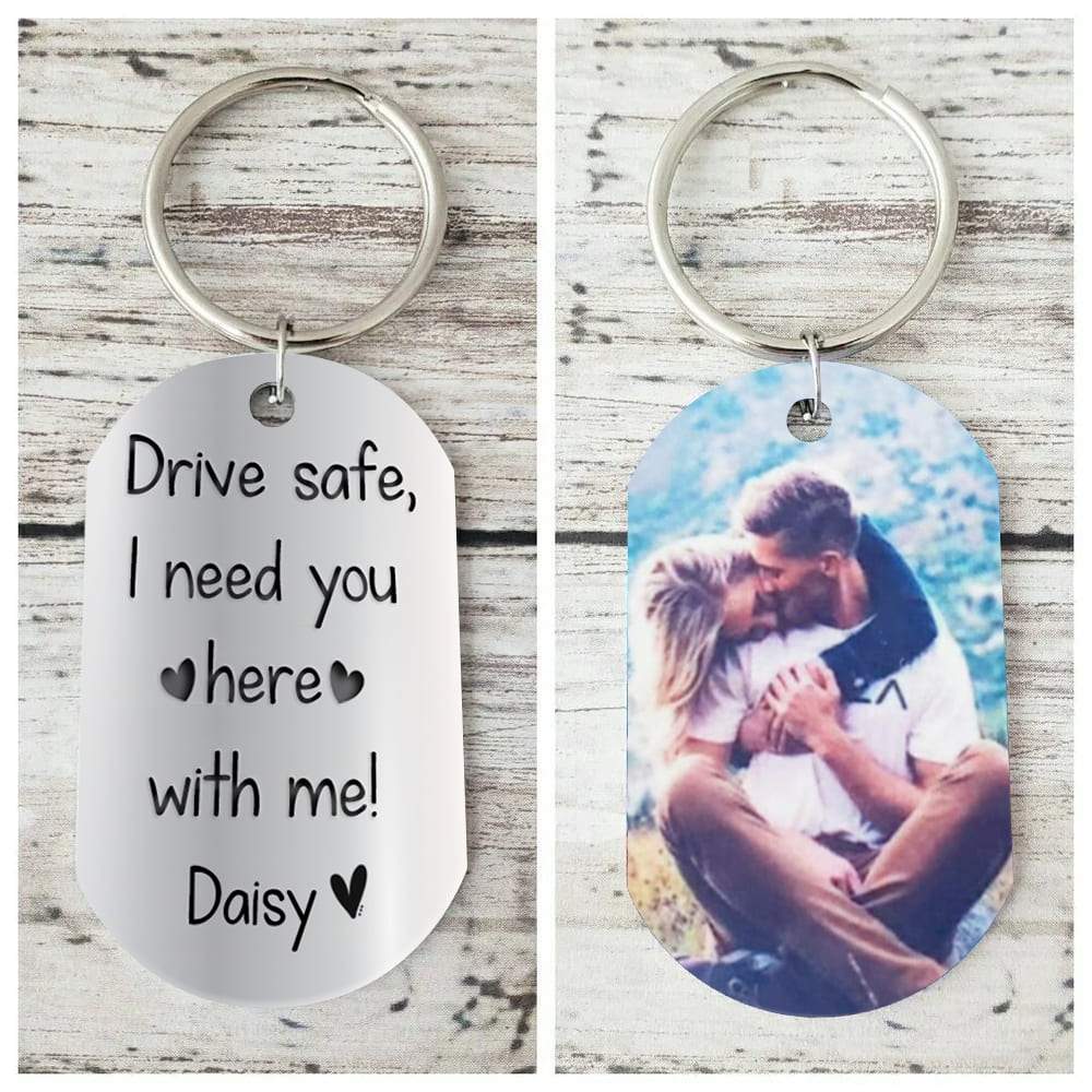 Engraved Keychain for Him - Drive Safe Keychain