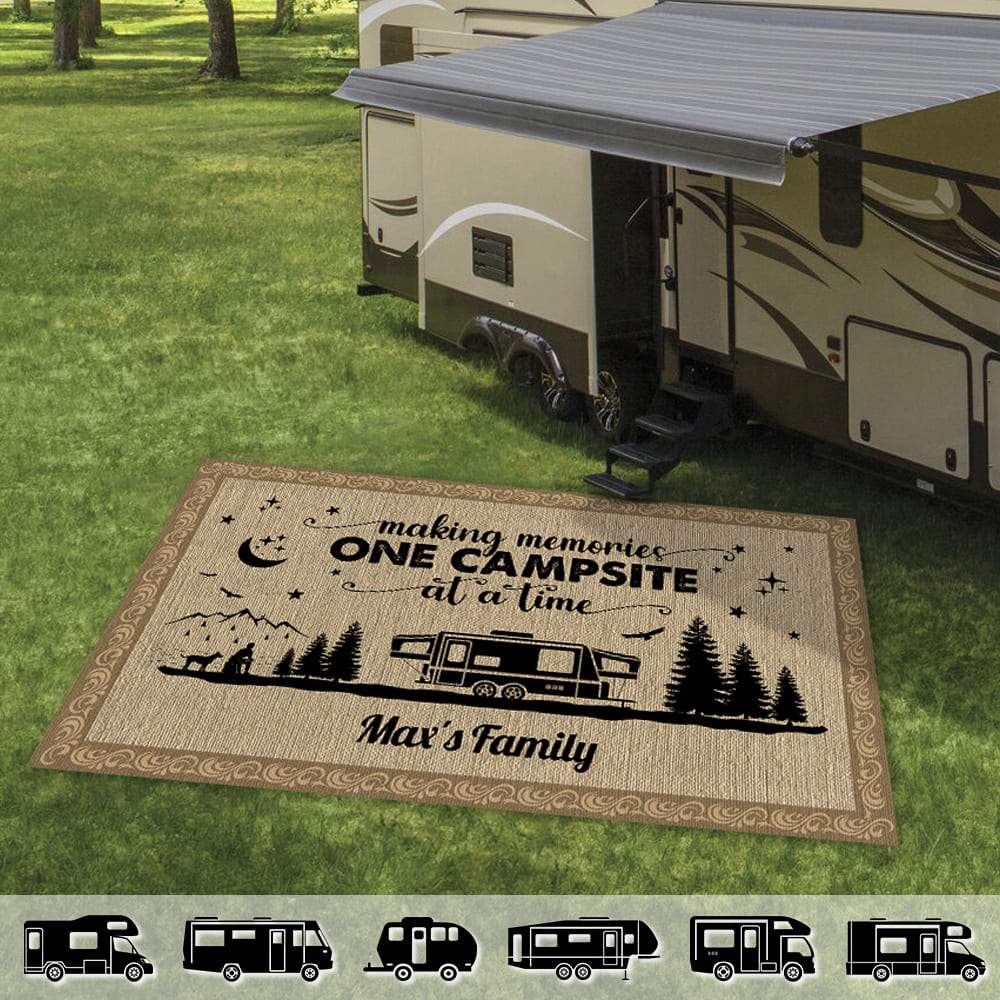 GeckoCustom Happy Campers Camping Patio Rug, Patio Mat K228 HN590 2.5'x4.6' (30x55 inch)