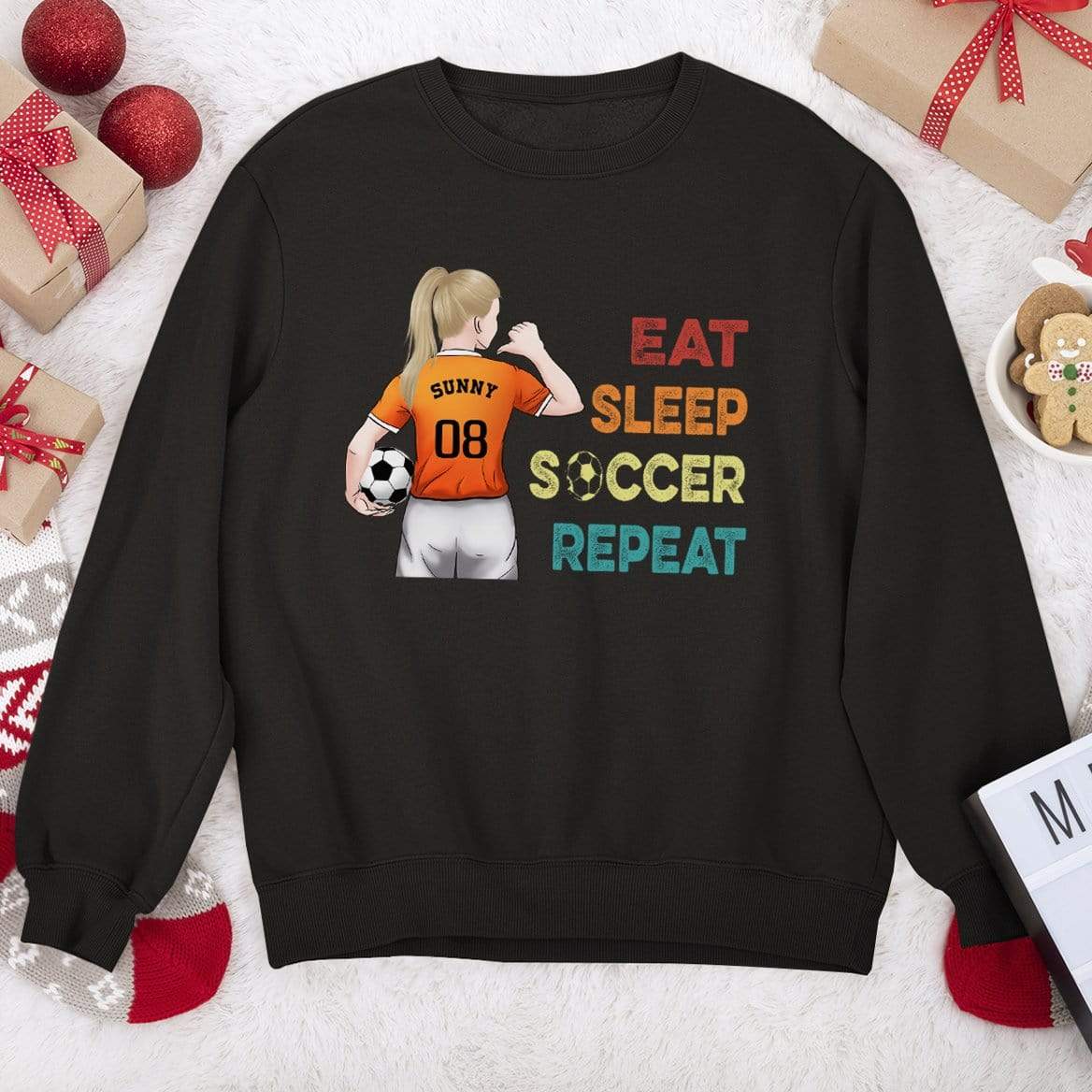 GeckoCustom Eat Sleep Soccer Repeat Soccer Shirt Premium Tee / P Black / S
