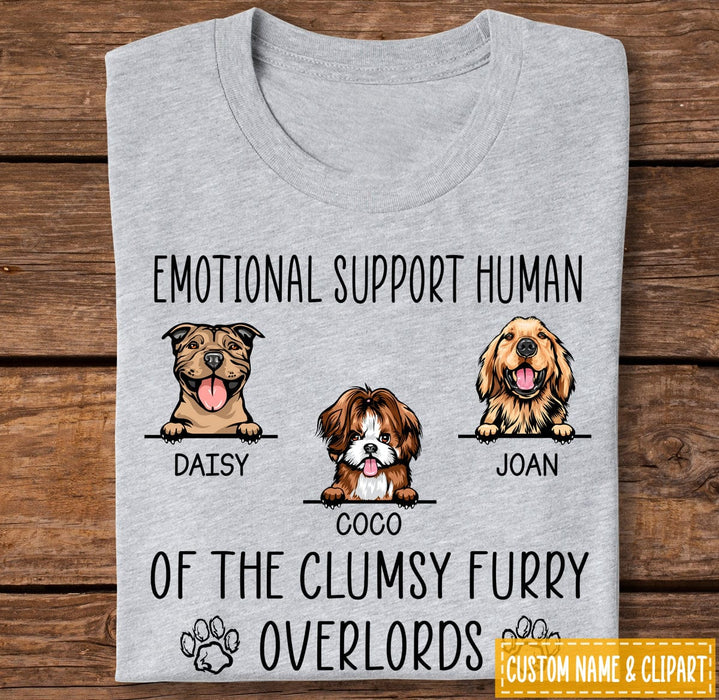 GeckoCustom Emotional Support Human Of The Clumsy Furry Overlords Dog Shirt, HN590
