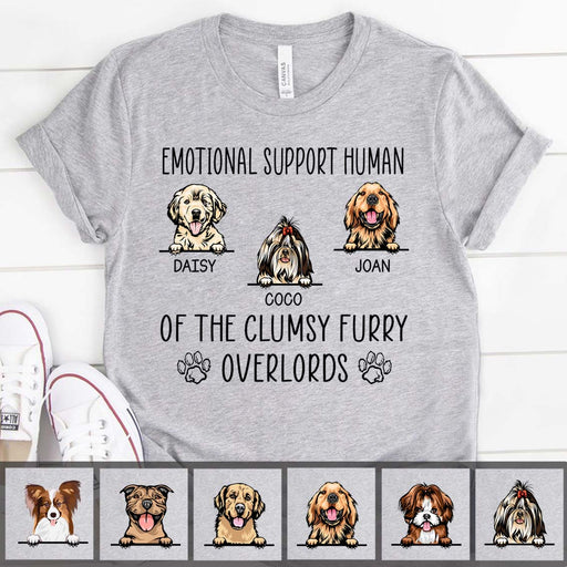 GeckoCustom Emotional Support Human Of The Clumsy Furry Overlords Dog Shirt, HN590