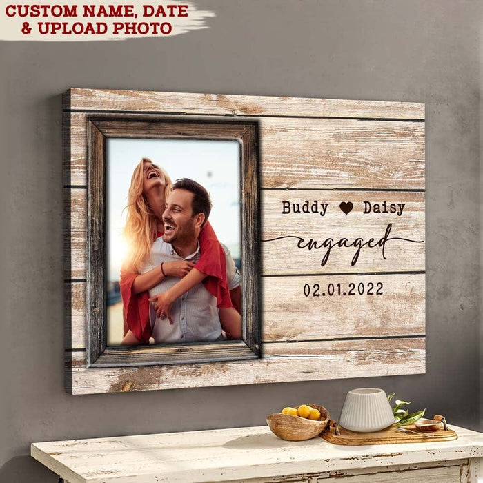 GeckoCustom Engagement Gift For Couple Canvas HN590 12 x 8 Inch / Satin Finish: Cotton & Polyester