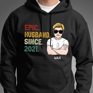 GeckoCustom Epic Husband Since Year Family Shirt Pullover Hoodie / Black Colour / S