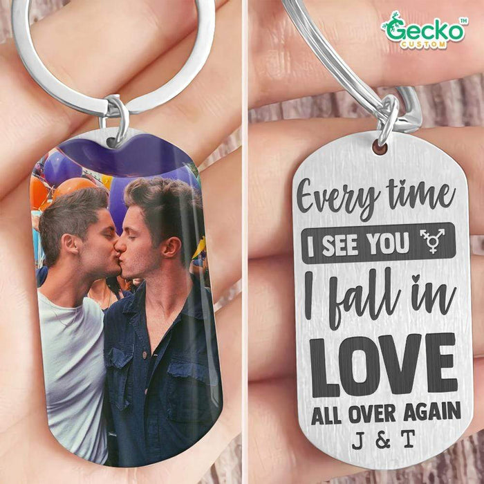 GeckoCustom Every Time I See You Couple Metal Keychain, LGBT Gifts HN590 No Gift box / 1.77" x 1.06"