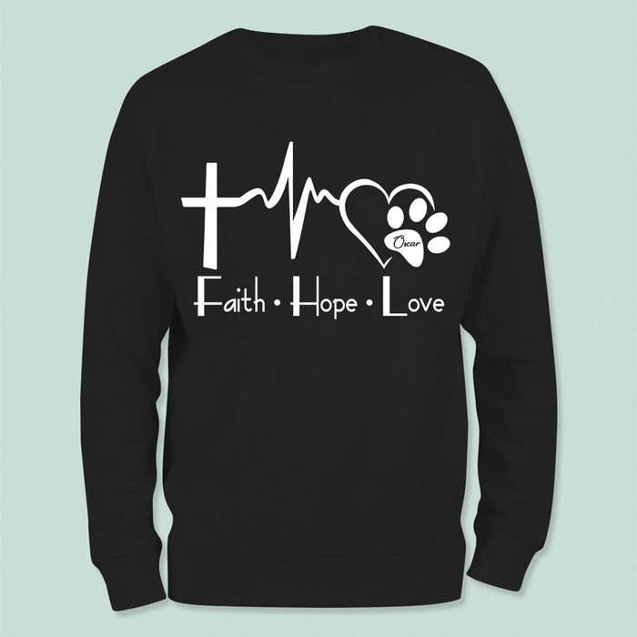 GeckoCustom Faith Hope Love Dog Shirt T286 HN590 Long Sleeve / Colour Black / S