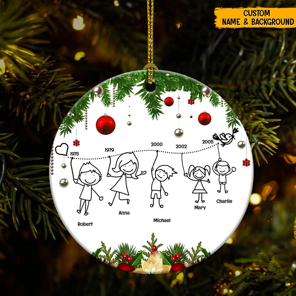 GeckoCustom Family Cartoon Clipart Christmas Family Ornament T286 HN590
