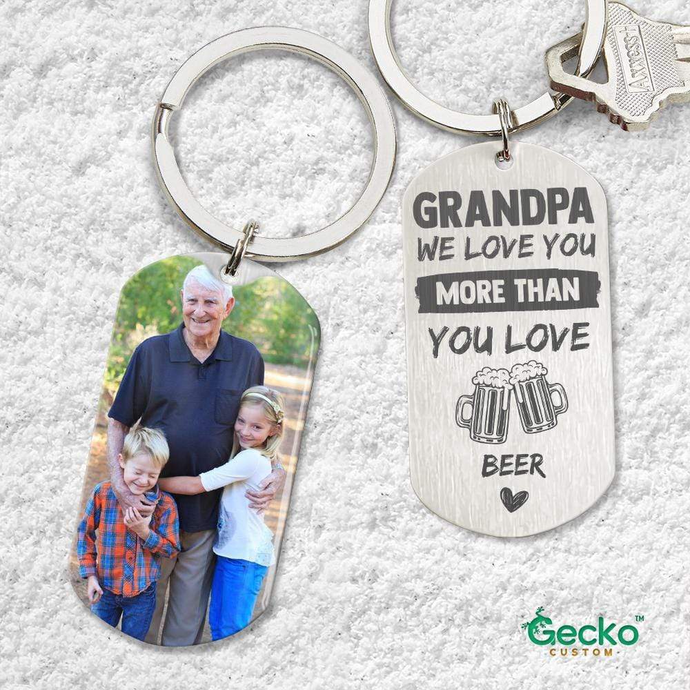 GeckoCustom Grandpa We Love You More Than You Love Family Metal Keychain HN590