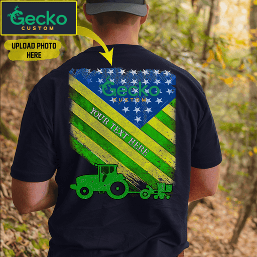 GeckoCustom Farmer American flag shirt only back HN590 Basic Tee / Black / S