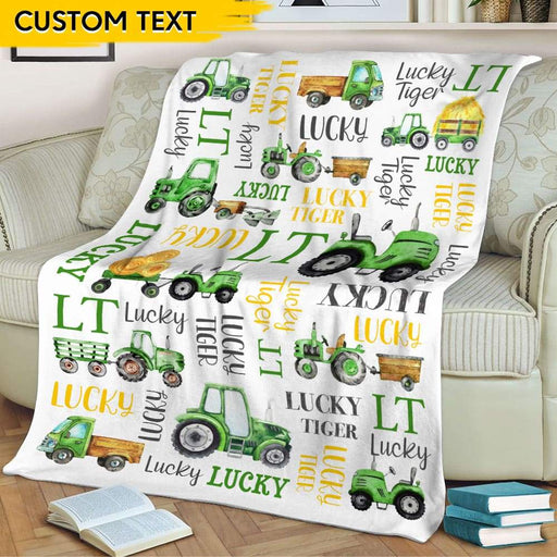 GeckoCustom Farmer Personalized Baby Tractor Blanket HN590 VPS Cozy Plush Fleece 30 x 40 Inches (baby size)