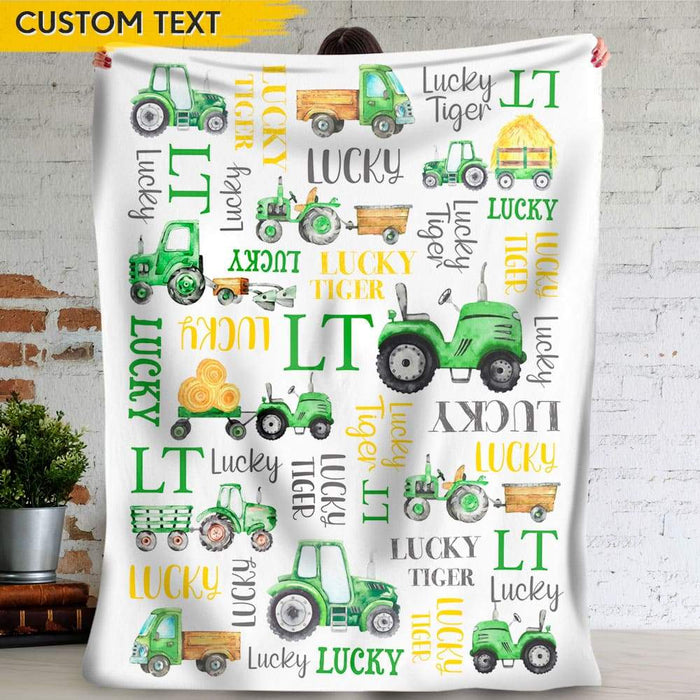 GeckoCustom Farmer Personalized Baby Tractor Blanket HN590 VPL Cozy Plush Fleece Blanket 60x80