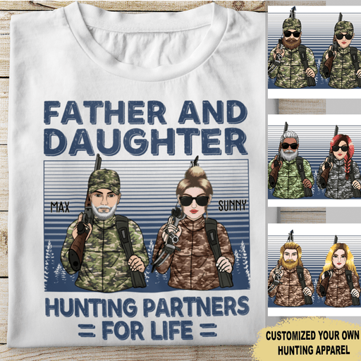 GeckoCustom Father And Daughter Hunting Partners For Life Daddy Hunting Shirt Unisex T-Shirt / Light Blue / S