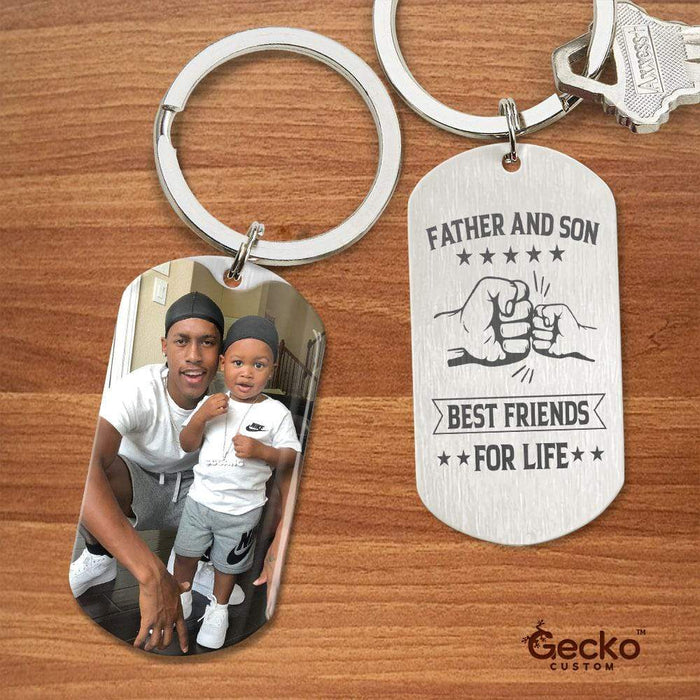 GeckoCustom Father And Son Best Friends For Life Family Metal Keychain HN590 With Gift Box (Favorite) / 1.77" x 1.06"