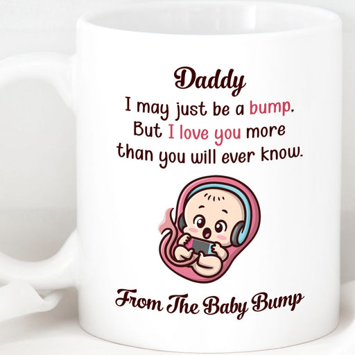 GeckoCustom Fathers Day Gift From Pregnant Mother Baby Bump, Unborn Baby Father's Day Mug, Present For Dad To Be, Expectant Mother Gift To Daddy C304