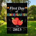 GeckoCustom First Day of Kindergarten Apple 2023 Personalized Custom Garden Flag H436 12"x18"