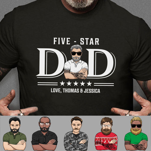 GeckoCustom Five Star Dad Personalized Custom Father's Day Birthday Shirt C316
