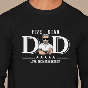 GeckoCustom Five Star Dad Personalized Custom Father's Day Birthday Shirt C316 Long Sleeve / Colour Black / S