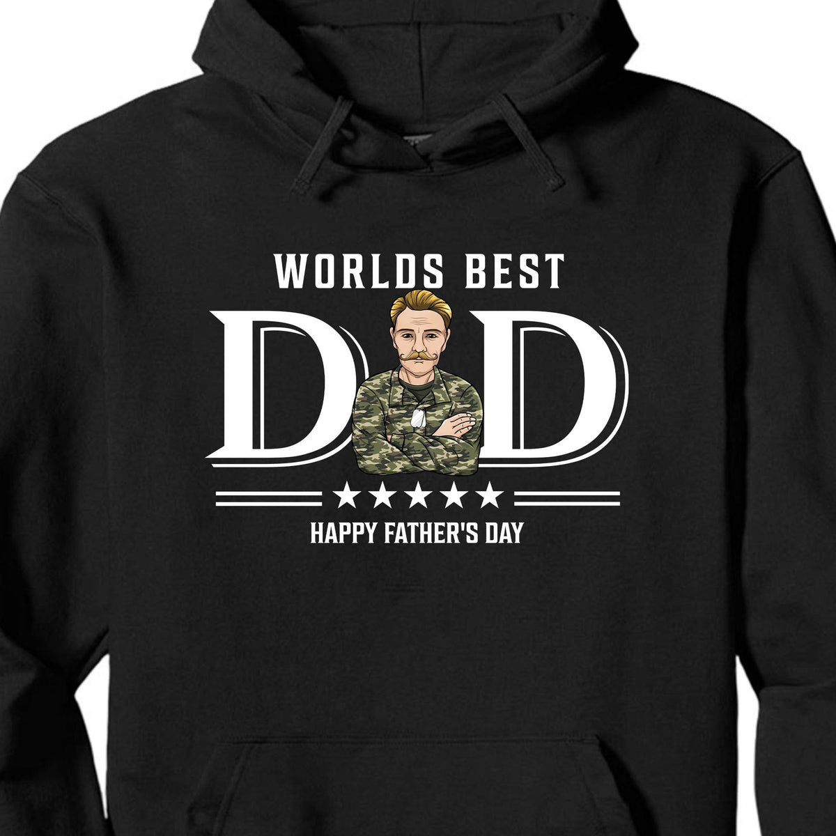 GeckoCustom Five Star Dad Personalized Custom Father's Day Birthday Shirt C316 Pullover Hoodie / Black Colour / S
