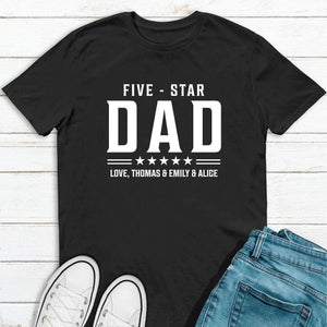 GeckoCustom Five Star Dad Personalized Custom Shirt For Dad C316 Basic Tee / Black / S
