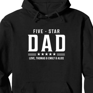 GeckoCustom Five Star Dad Personalized Custom Shirt For Dad C316 Pullover Hoodie / Black Colour / S