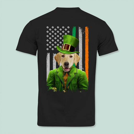 GeckoCustom Flag America Irish Custom Photo Dog Cat Portrait Back Shirt N369 HN590 Basic Tee / Black / S