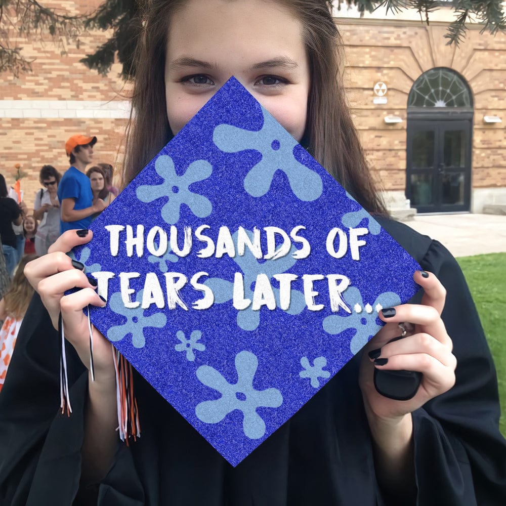 GeckoCustom Four Years Later Thousand Years Later Graduation Cap Topper, HN590 9.5"x9.5"