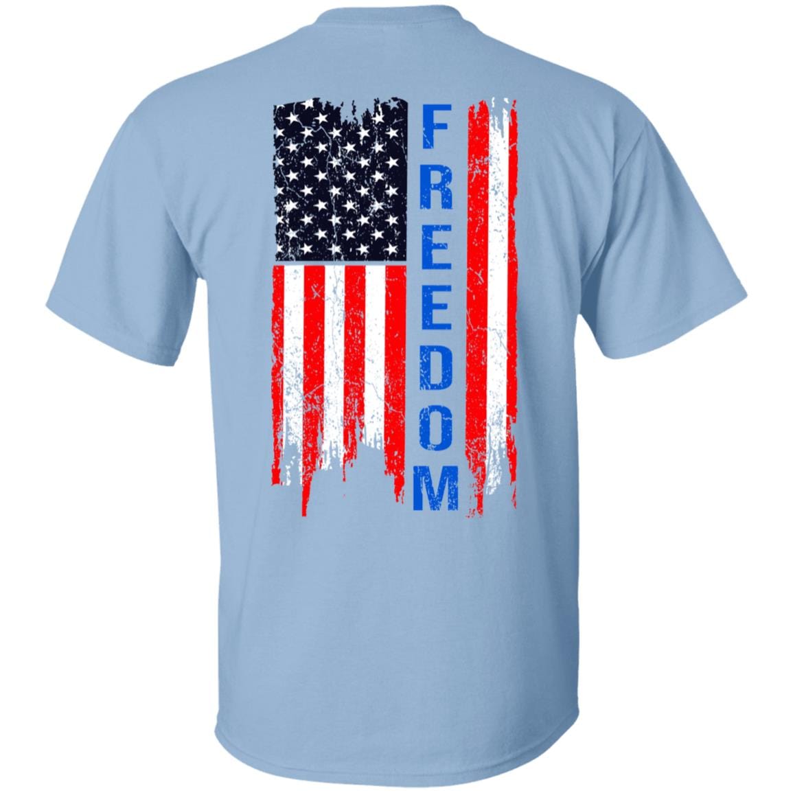 GeckoCustom Freedom Flag 4th of July Shirt H374 Basic Tee / Light Blue / S