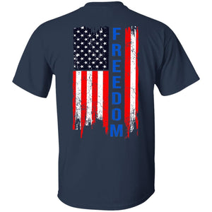 GeckoCustom Freedom Flag 4th of July Shirt H374 Basic Tee / Navy / S