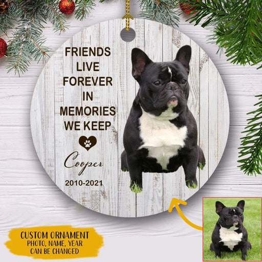 GeckoCustom Friends Live Forever In Memories, Custom Dog Cat Photo Ornaments, SG02