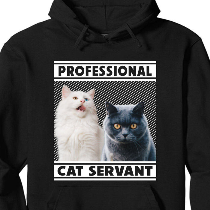 GeckoCustom Full Time Cat Servant Personalized Custom Photo Cat Dog Shirt C464 Pullover Hoodie / Black Colour / S