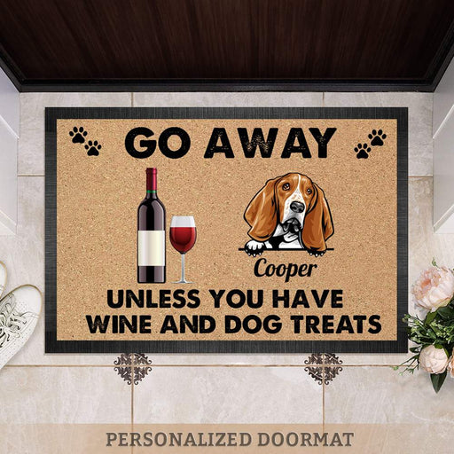 GeckoCustom Go Away Unless You Have Wine Doormat, Dog Lover Gift HN590