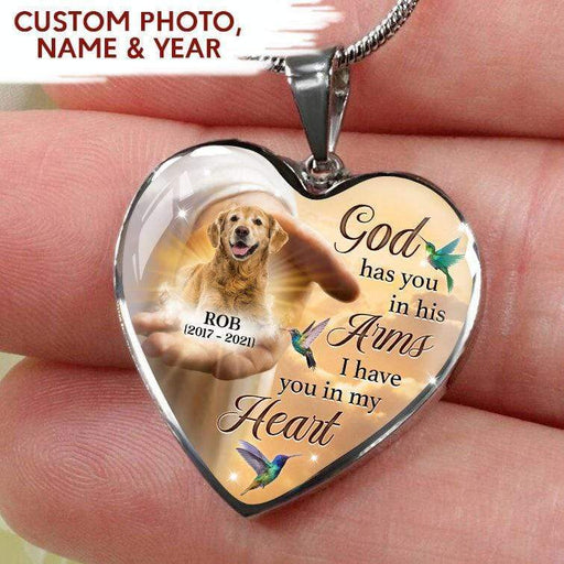 GeckoCustom God Has You In His Arms I Have You In My Heart Pet Memorial Necklace, Pet Loss Gift HN590 Stainless Steel (No Gift Box)