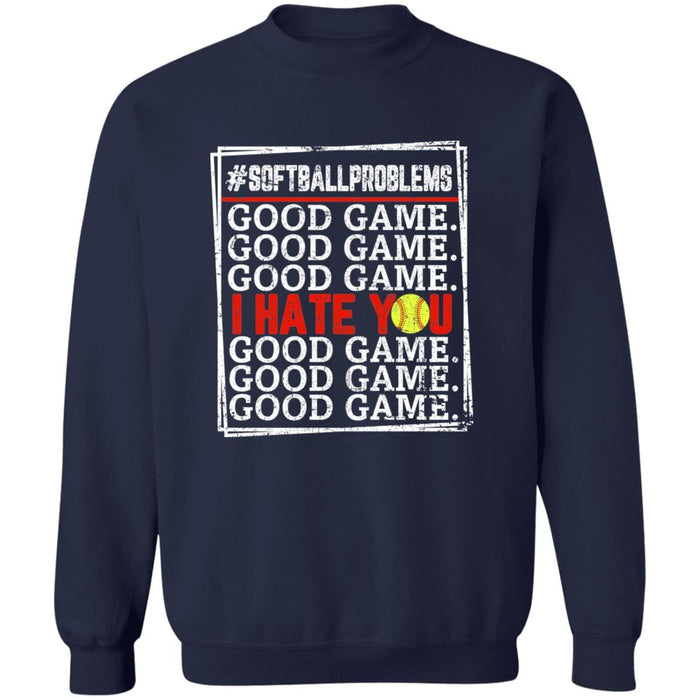 GeckoCustom Good Game I Hate You Softball T-Shirt Sweatshirt / Navy / S
